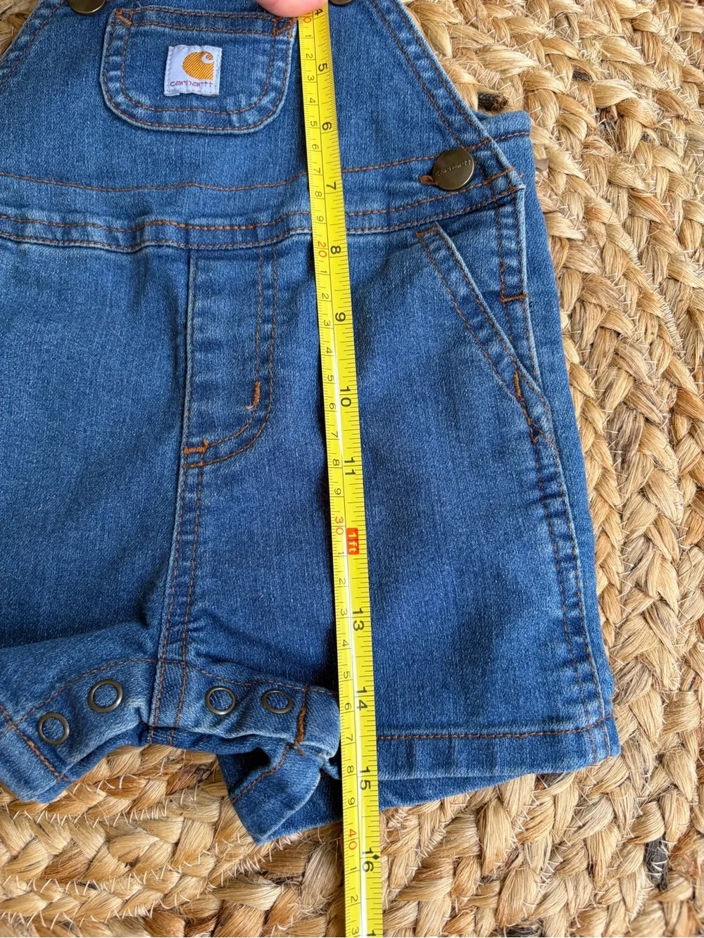 Baby Carhartt Denim Shortall Overalls 9 Month Jean Rugged Bib Short Overall
